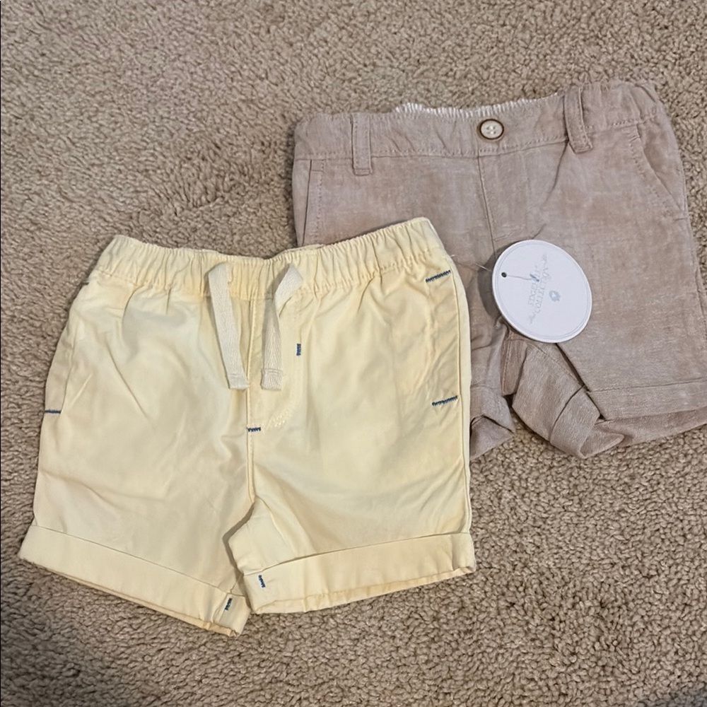 Yellow and Tan Kids Shorts Set